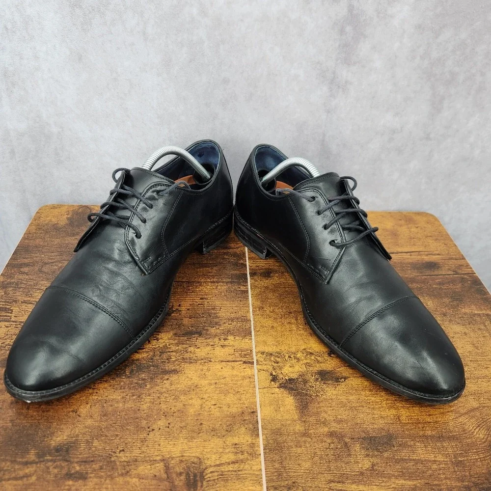 Cole Haan Black Leather Cap-Toe Oxfords